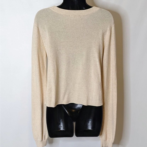 525 America Natural Color Draped Front Lightweight Cotton Pullover Sweater Sz XS - Picture 4 of 7